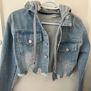 Cropped Jean sweater jacket